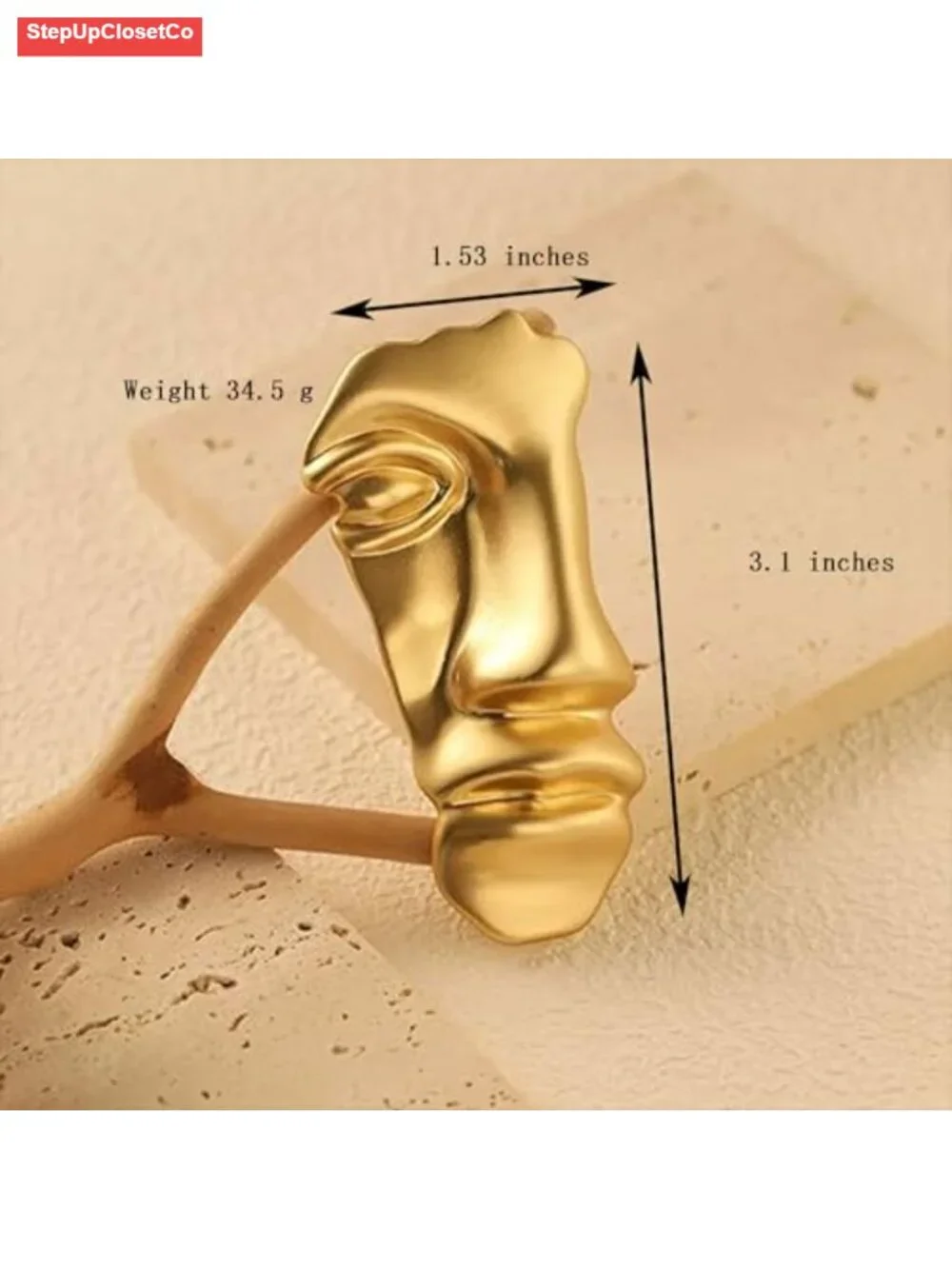 Vintage Minimalist Gold Half Mask Brooch Pin Alloy Brooches for Women Men